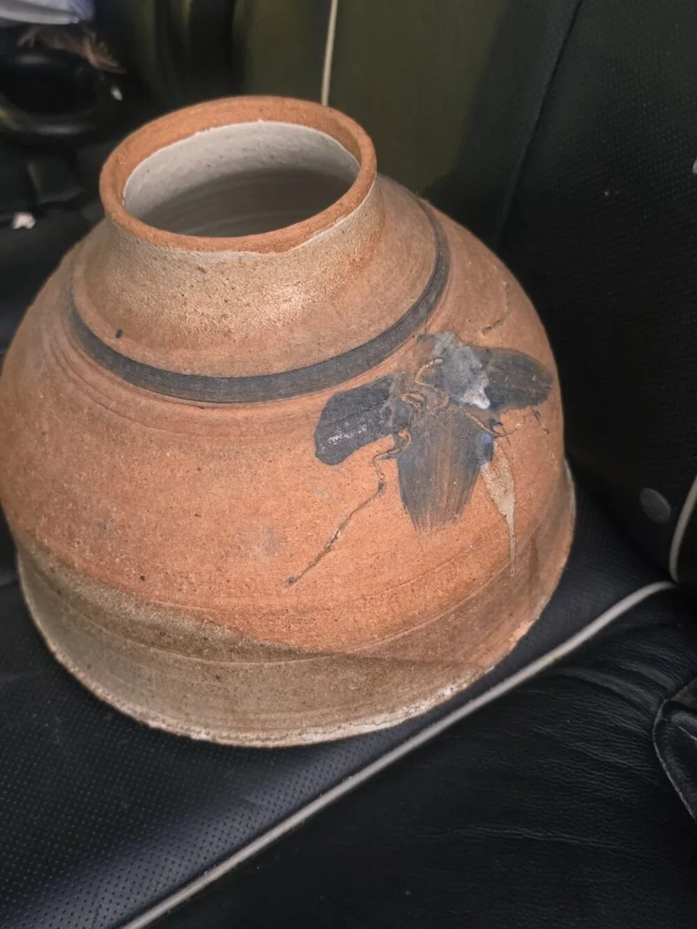 Handmade Japanese vintage studio potter vase with handmade designed - Picture 2 of 8